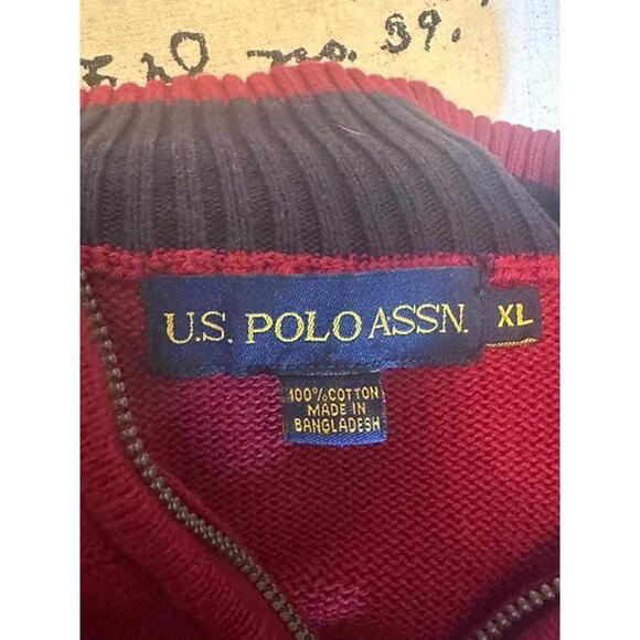 U.S. Polo Assn. Red Quarter-Zip Sweater Men’s XL - Picture 2 of 3